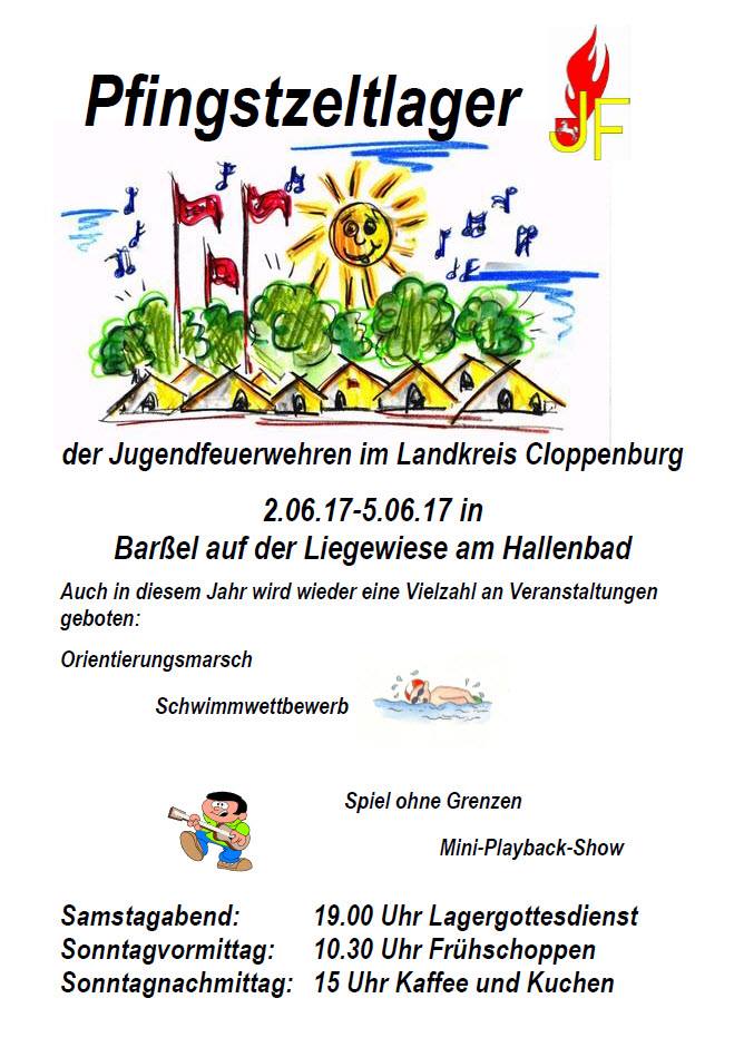 Pfingstzeltlager 2017 der Jugendfeuerwehren im Landkreis Cloppenburg findet in Barßel statt